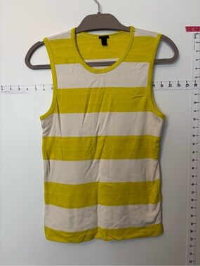 JCrew Striped Cotton Yellow & White Sleeveless Tank Size L